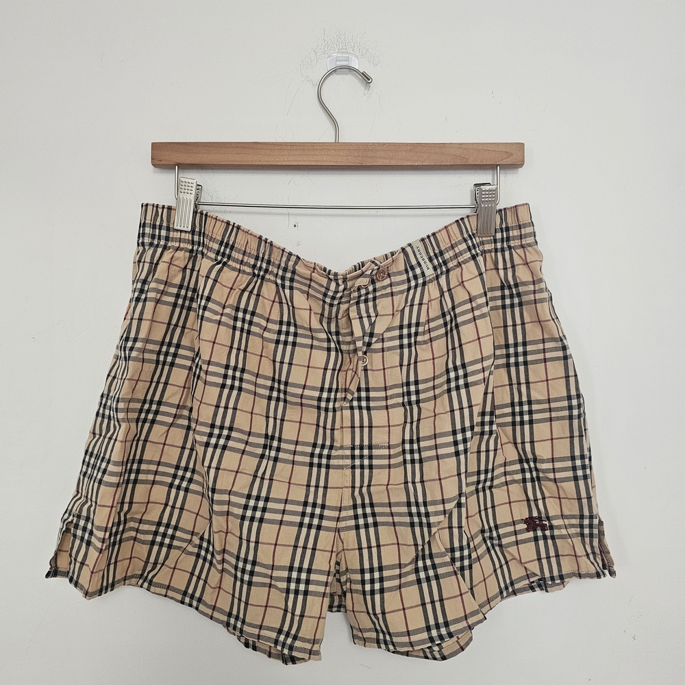 Burberry Beige Plaid Women's Cargo Shorts